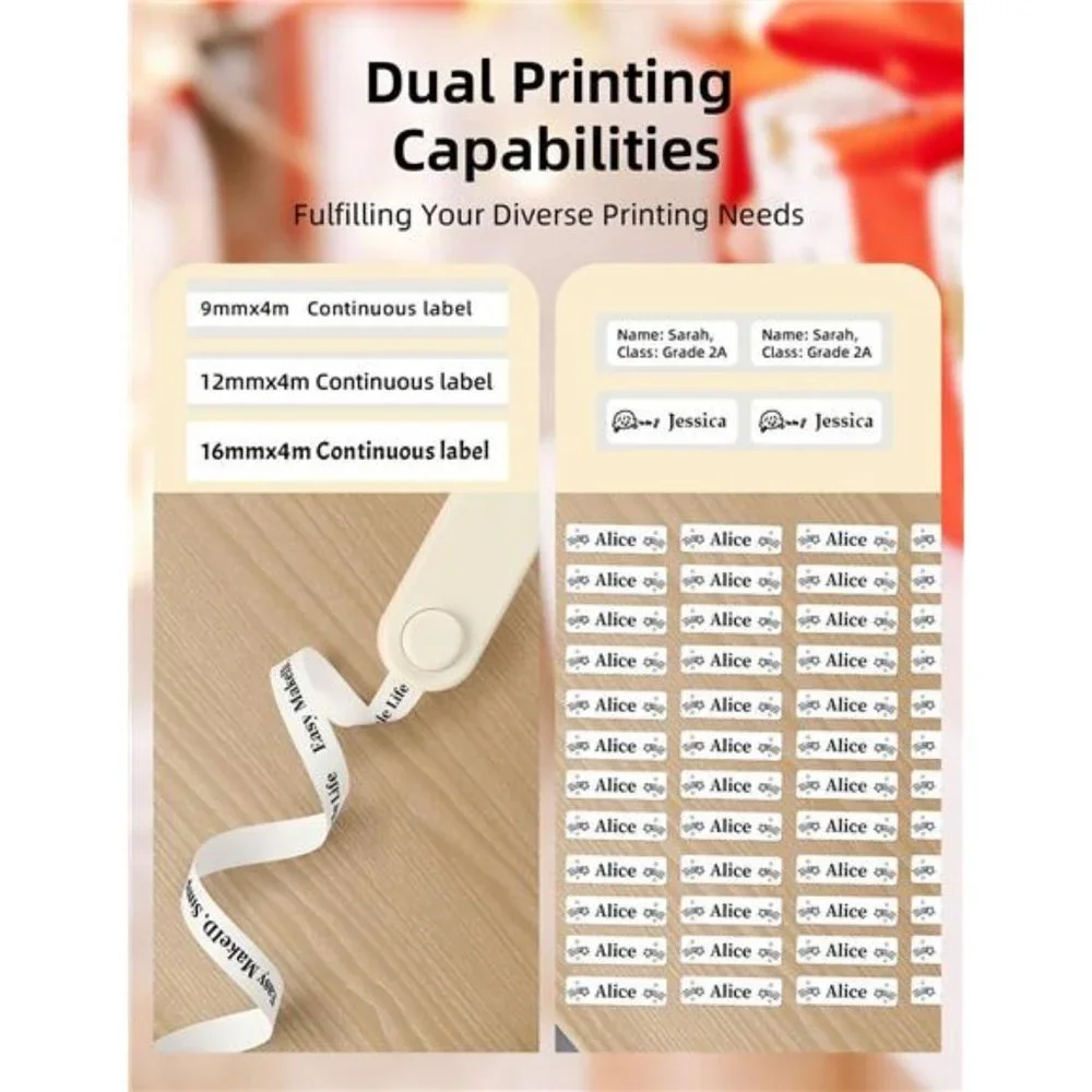 Label Maker Machine with Tape - Compatible with 9/12/16mm Waterproof Tape